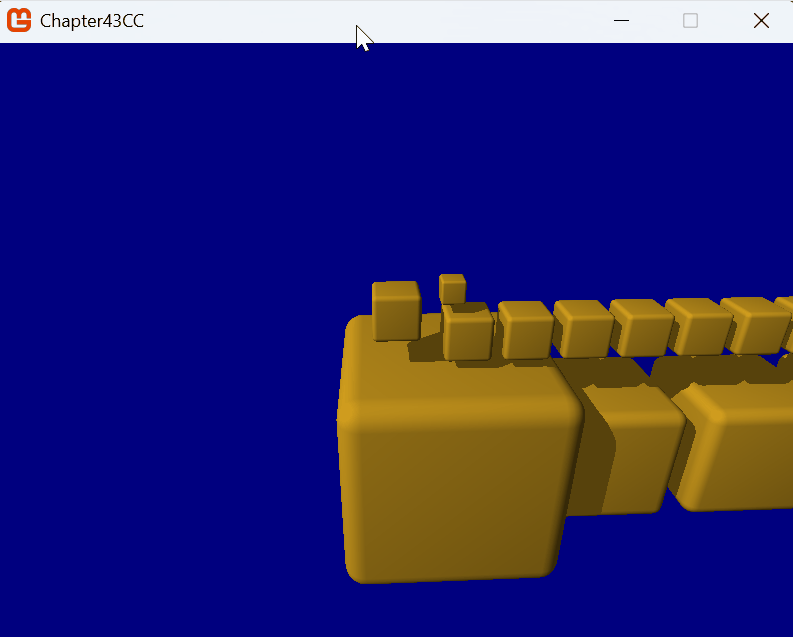 Cubes with shadows being cast on them, halfway the debug mode shows colored ranges for each cascade